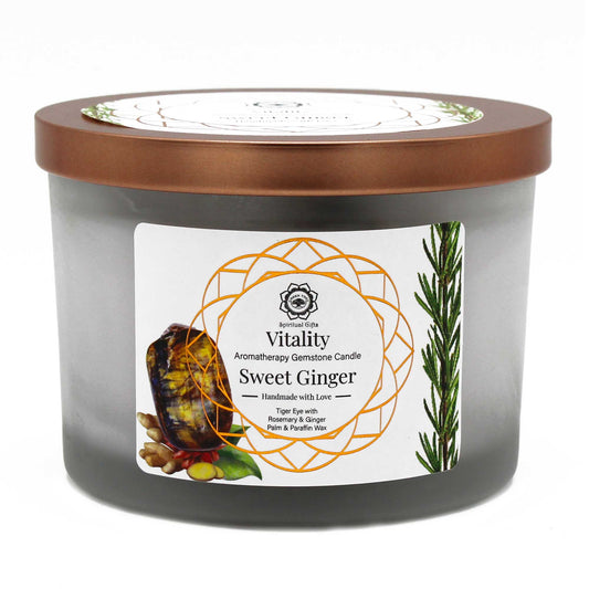 Sweet Ginger and Tiger Eye Gemstone Candle - Vitality