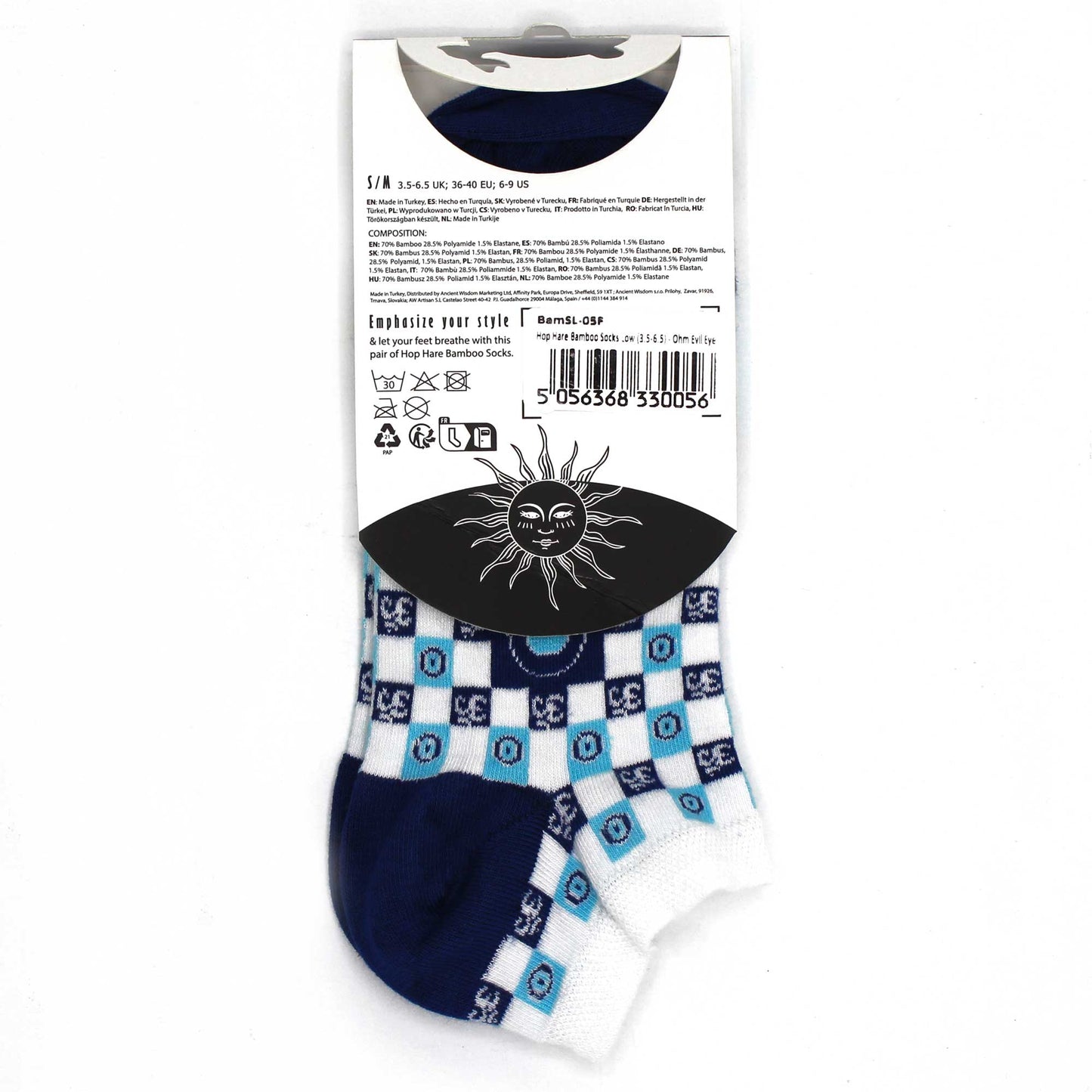 S/M Bamboo Socks Low (36-40) - Om and Evil Eye