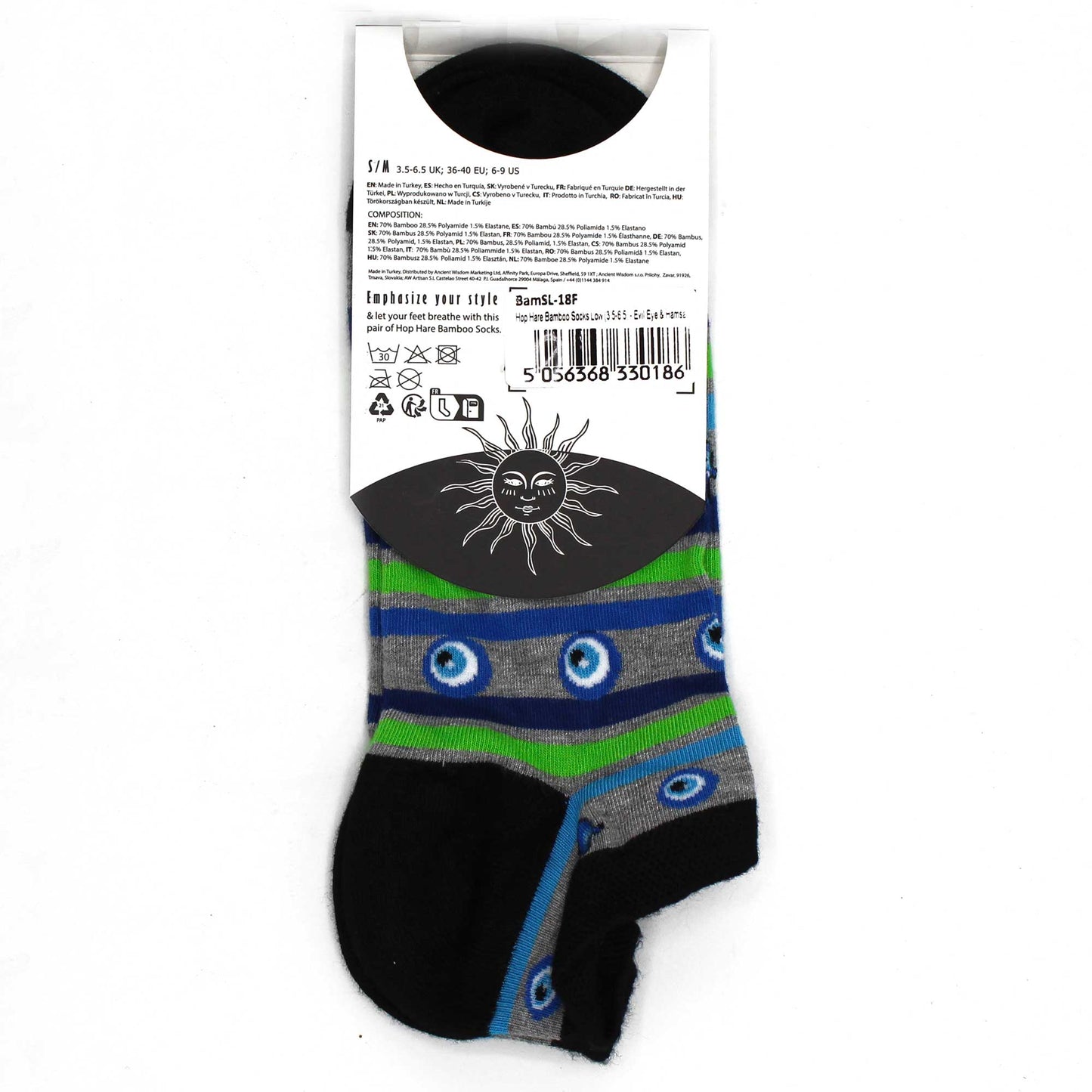 M/L Bamboo Socks Low (41-46) - Evil Eye & Hamsa