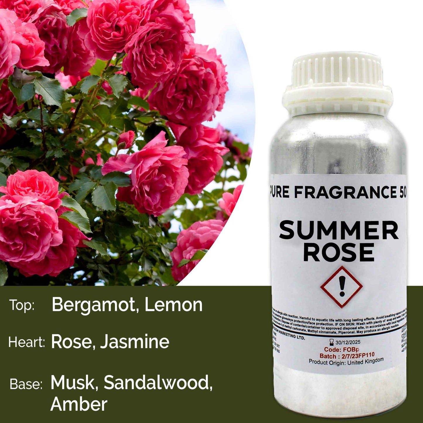 500ml (Pure) Fragrance Oil - Summer Rose