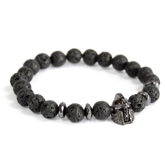 Knight's Helmet / Lava Stone - Gemstone Bracelet