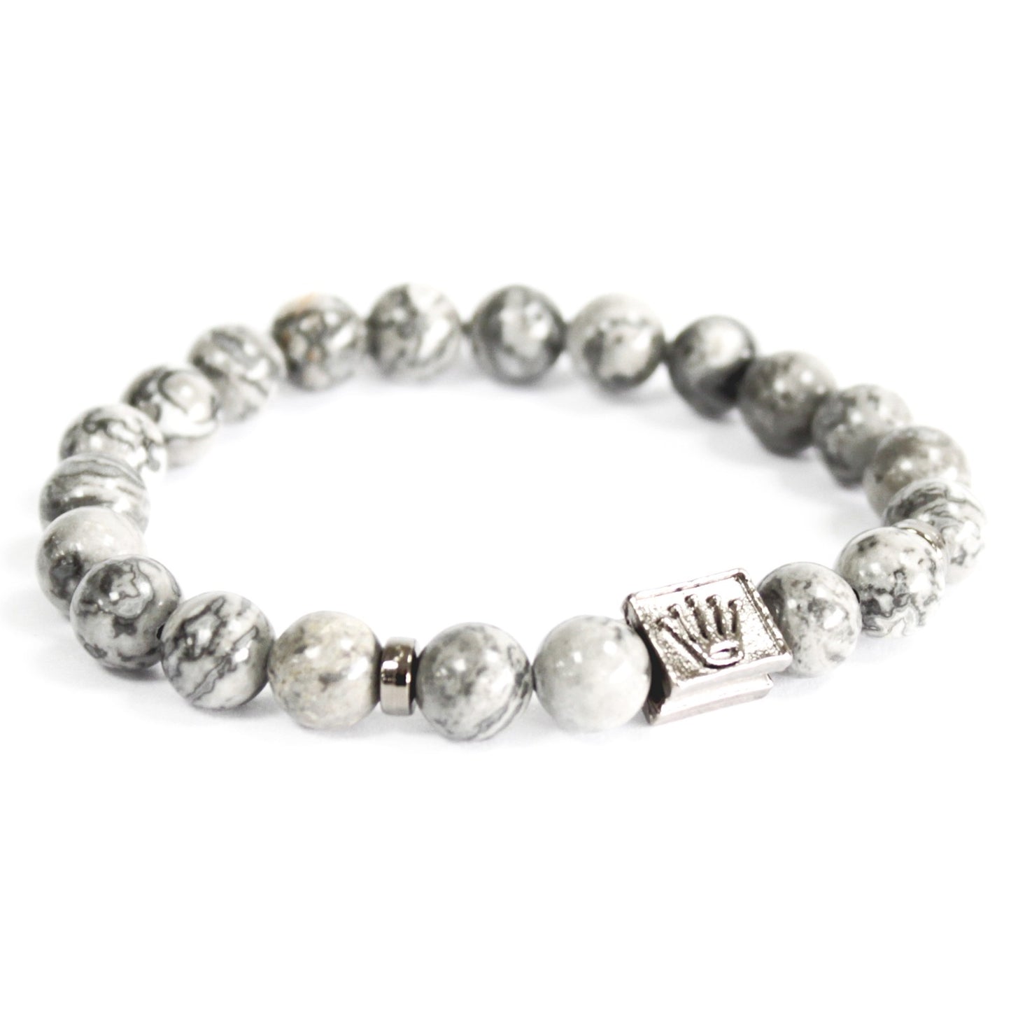 Crown Ingot / Grey Agate - Gemstone Bracelet