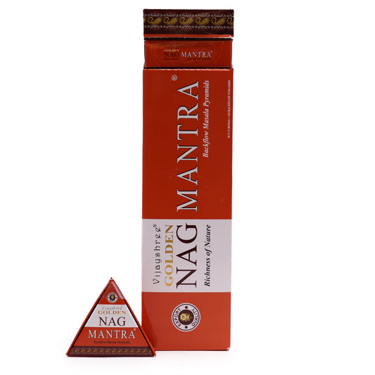 Jumbo Golden Nag - Mantra Back Flow Incense Cones