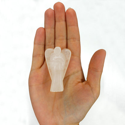 Hand Carved Gemstone Angel - Rock Quartz