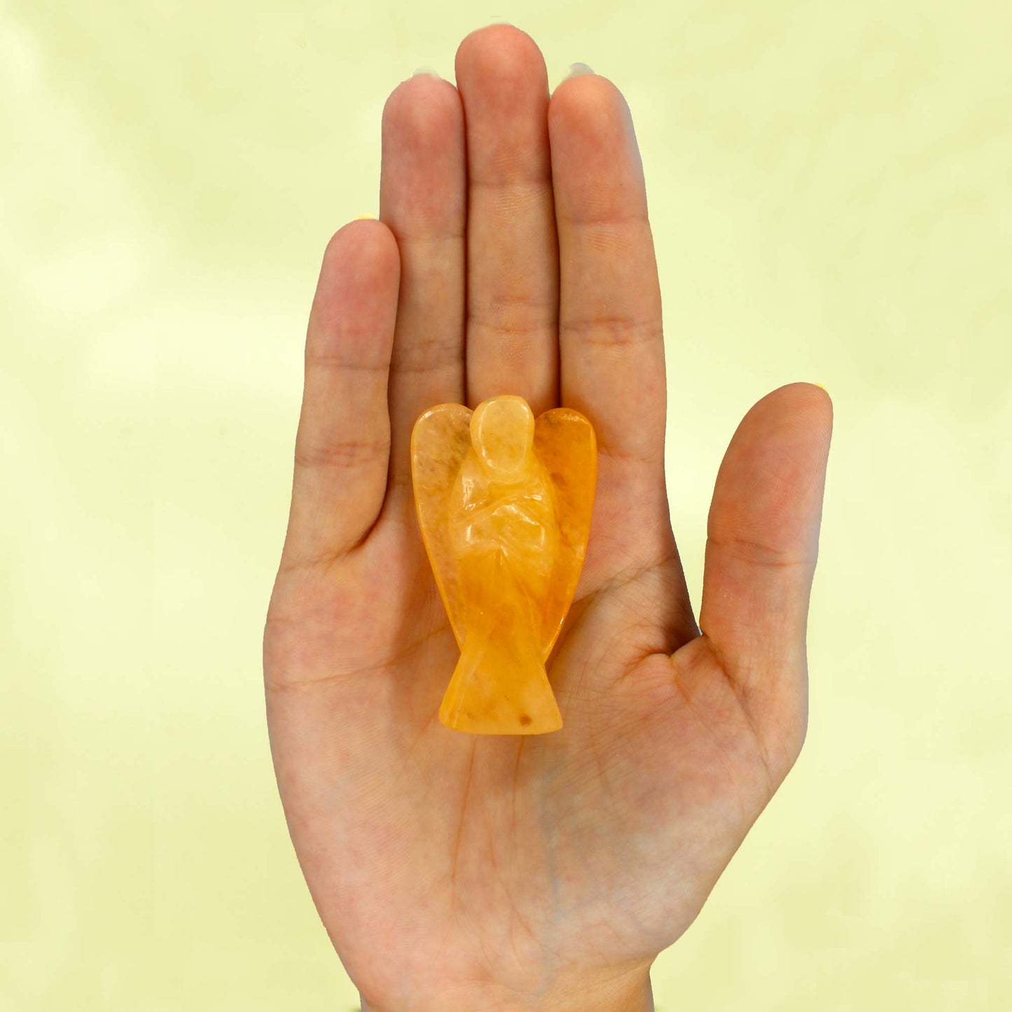 Hand Carved Gemstone Angel - Yellow Aventurine