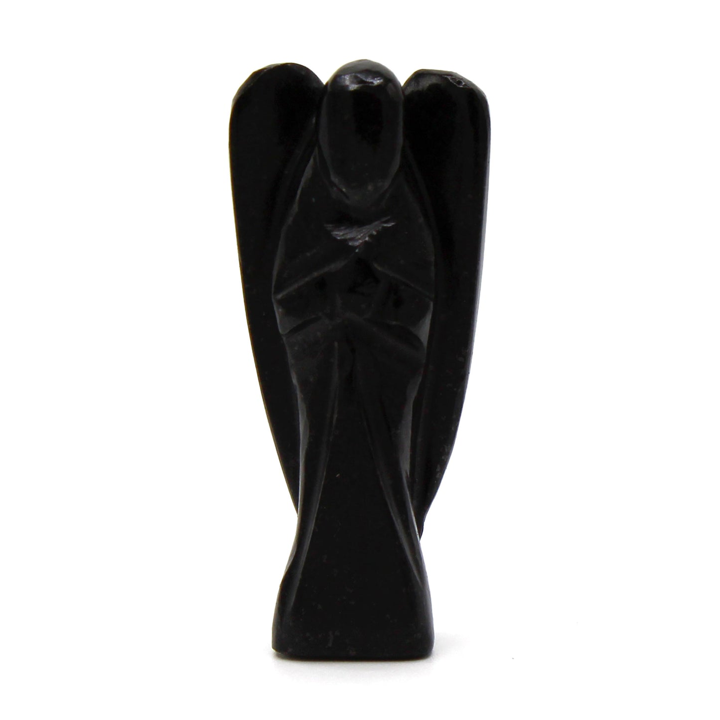 Hand Carved Gemstone Angel - Black Agate