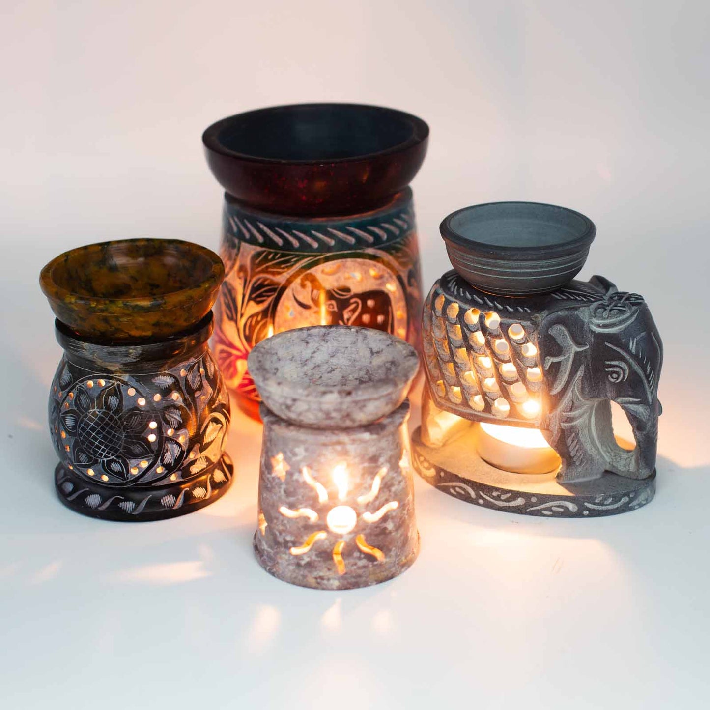 Small Soapstone Oil Burner 8cm - Three Moon Pentigon