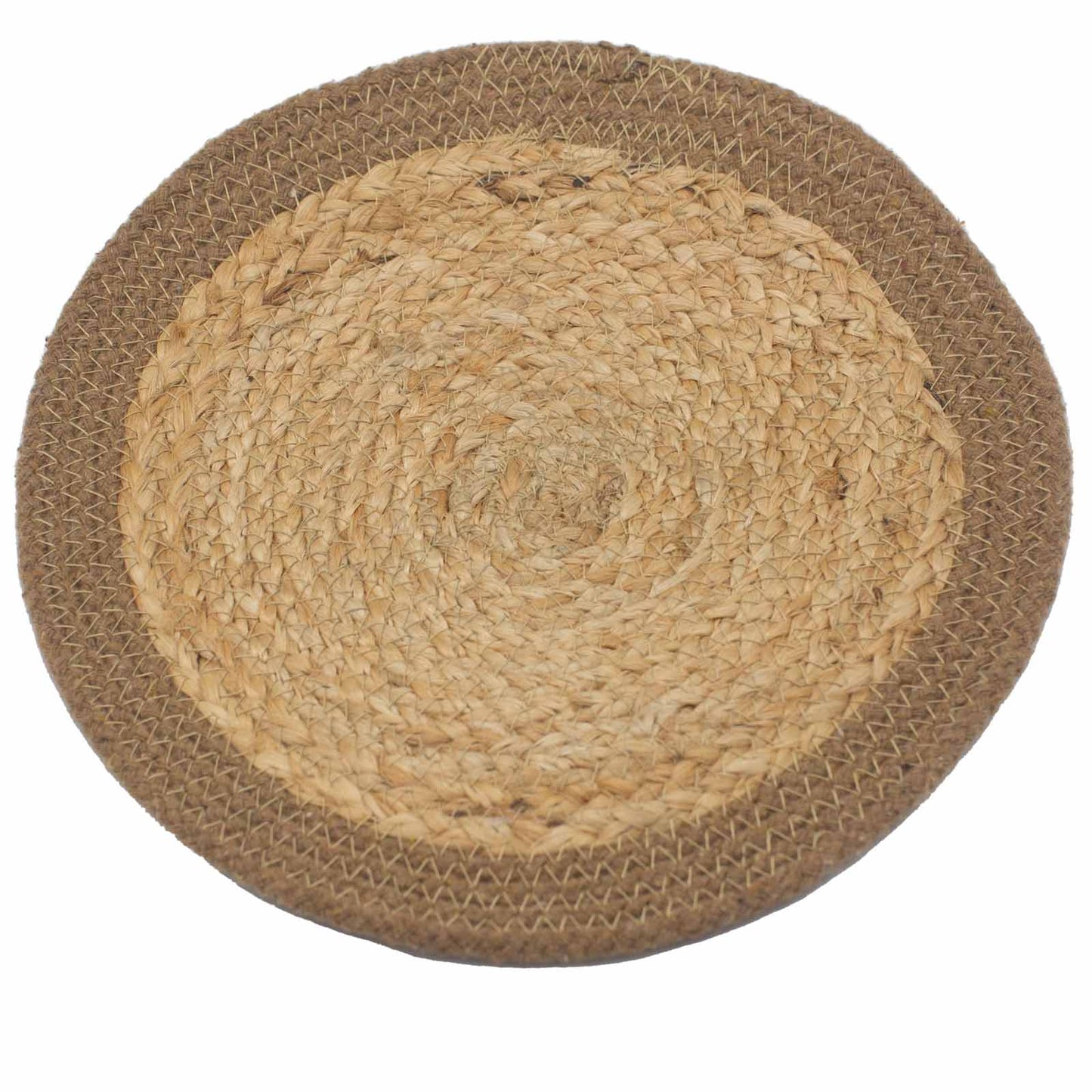 Natural Place Mat - Jute & Cotton 30cm - Natural Boarder