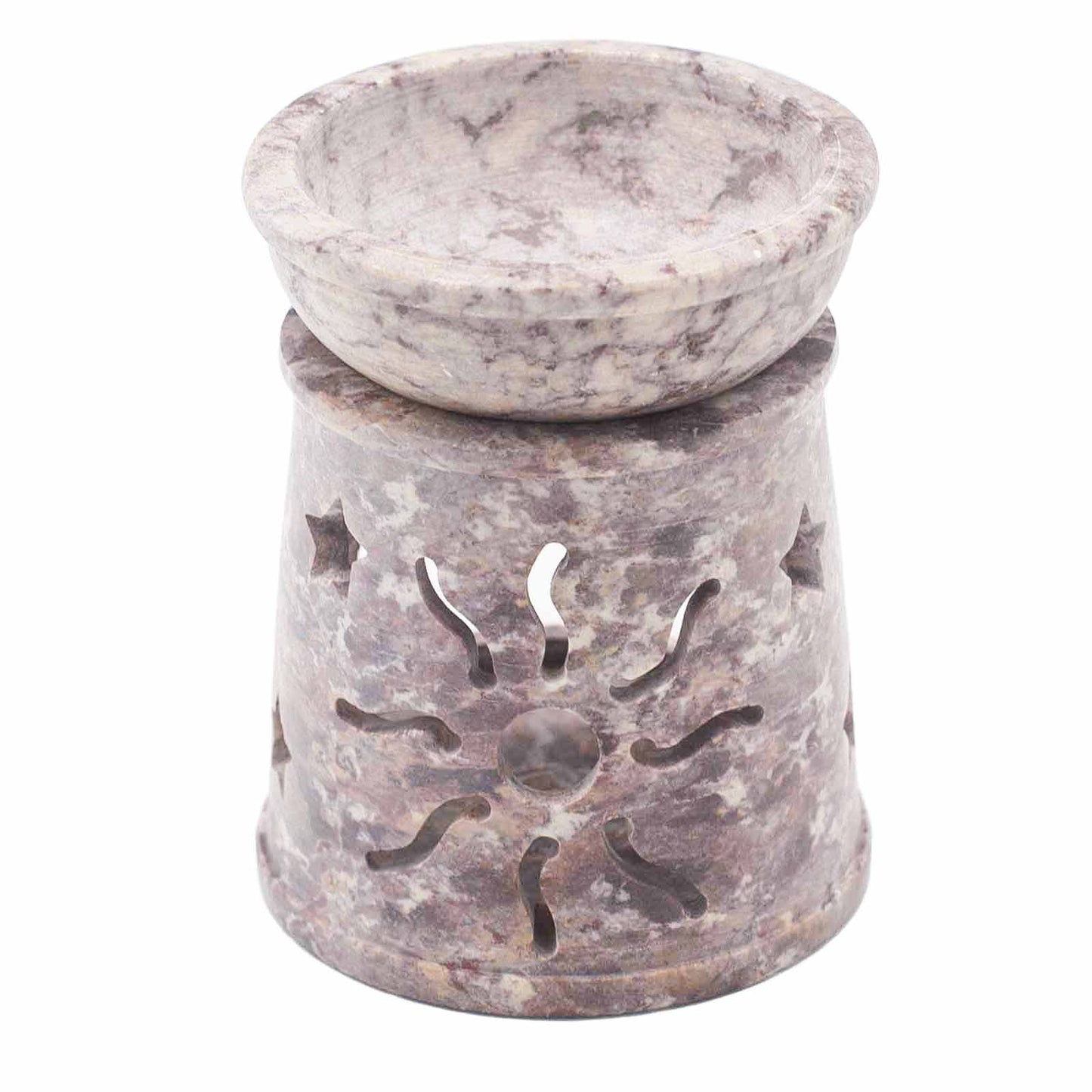 Small Soapstone Oil Burner 8cm - Sun & Stars