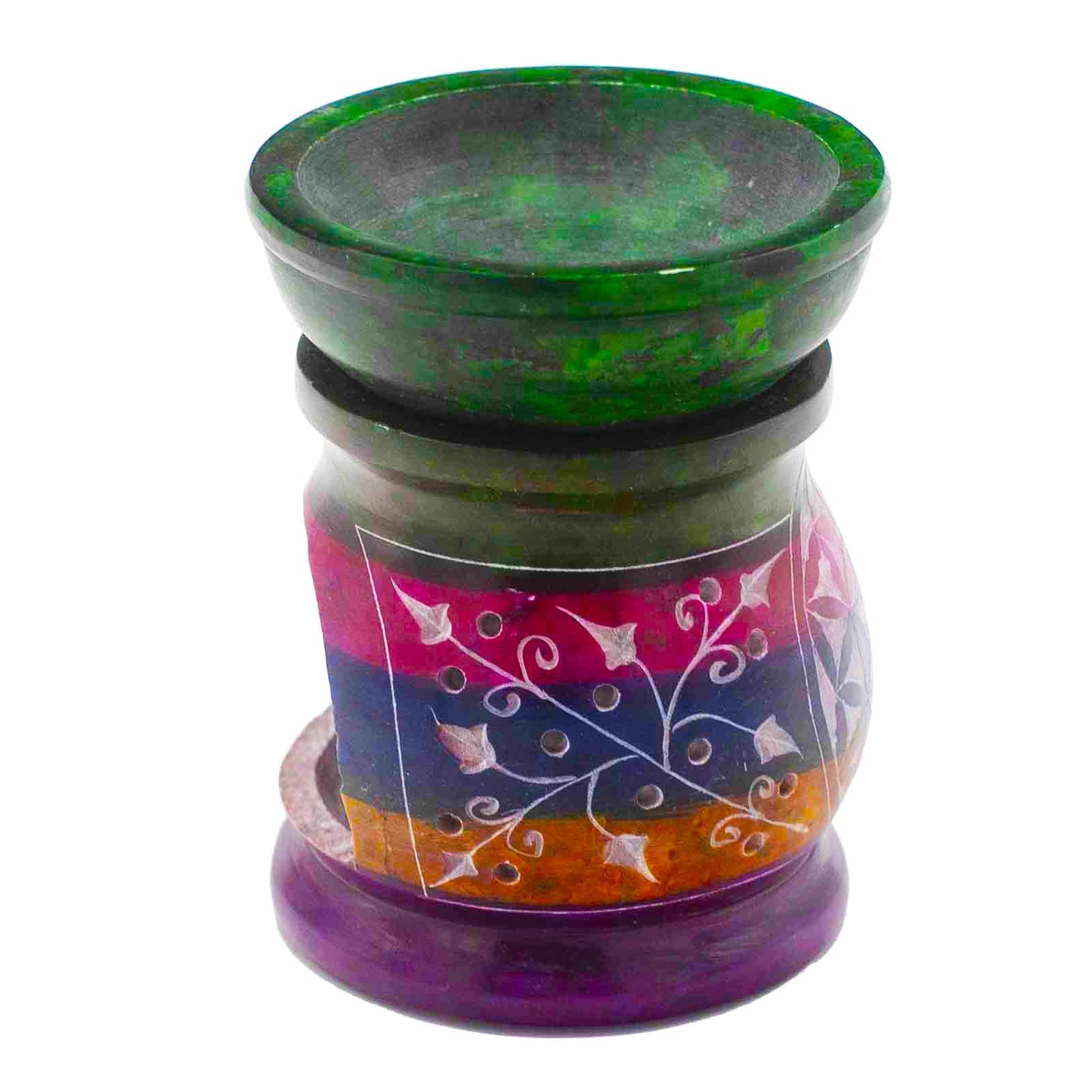 Soapstone Oil Burner 10cm - Flower of Life - Five Colours