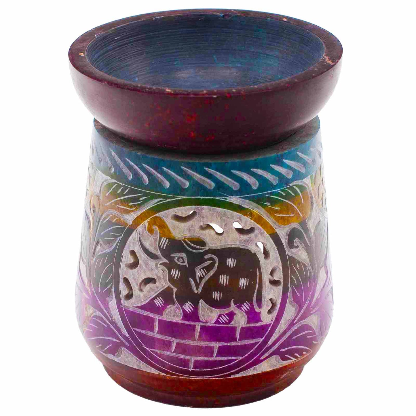 Large Soapstone Oil Burner 13x10cm - Elephant - Five Colours