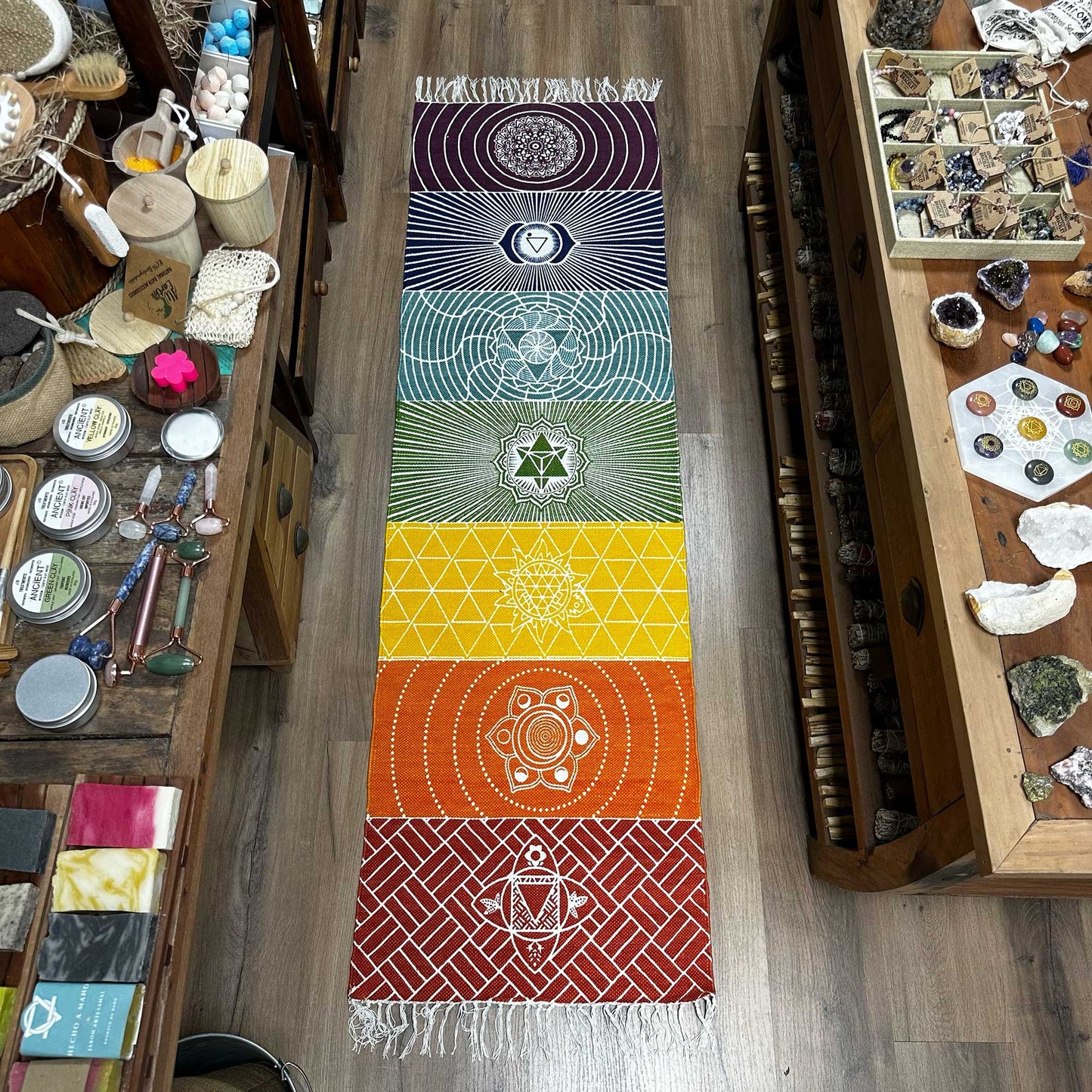 100% Cotton Yoga Rug - 60x200cm - 7 Chakras