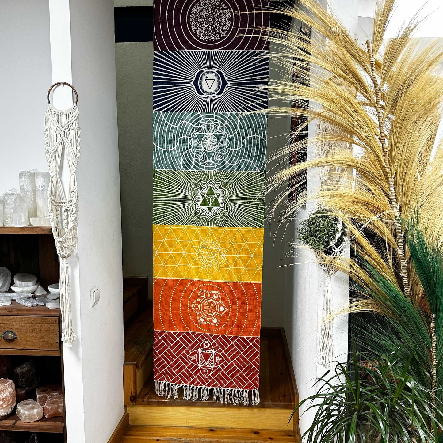 100% Cotton Yoga Rug - 60x200cm - 7 Chakras