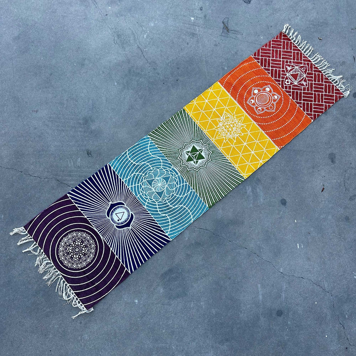 100% Cotton Yoga Rug - 60x200cm - 7 Chakras