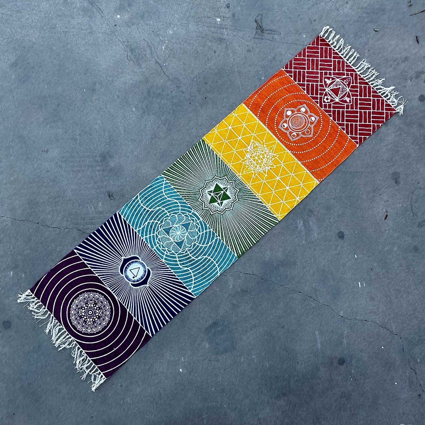 100% Cotton Yoga Rug - 60x200cm - 7 Chakras