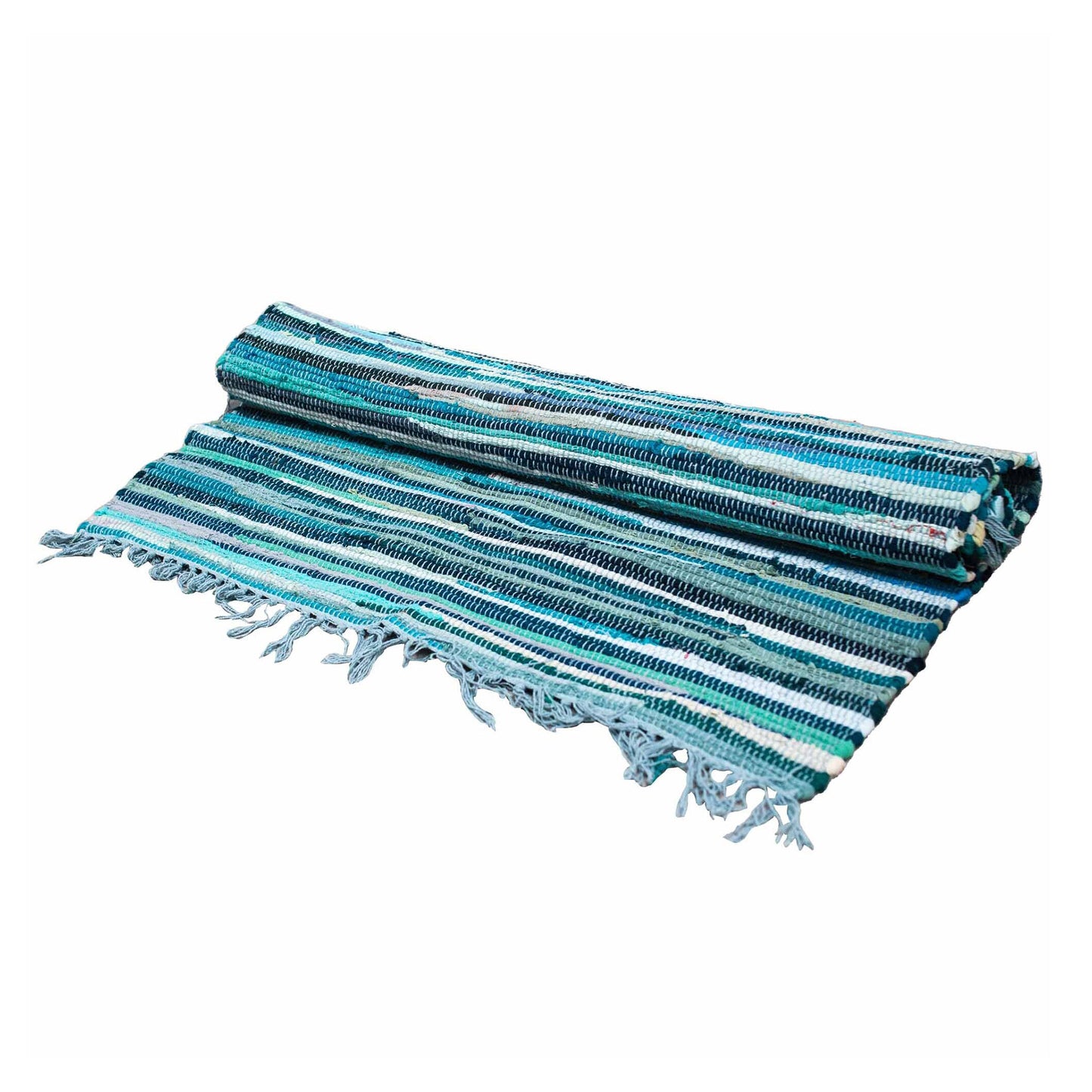 Large Rag Rug - 150x90cm - premium quality - Aqua Blues