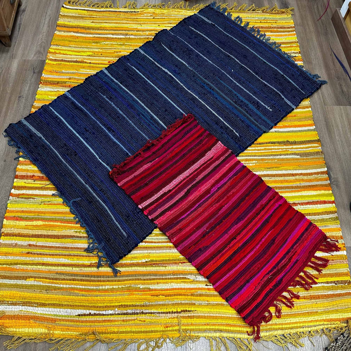 Small Rag Rug - 50x90cm - premium quality - Sunrise Oranges