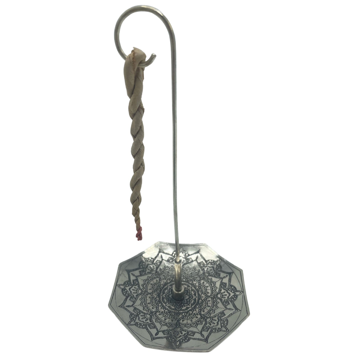 Rope Incense and Silver Plated Holder Set - Mandala Flower