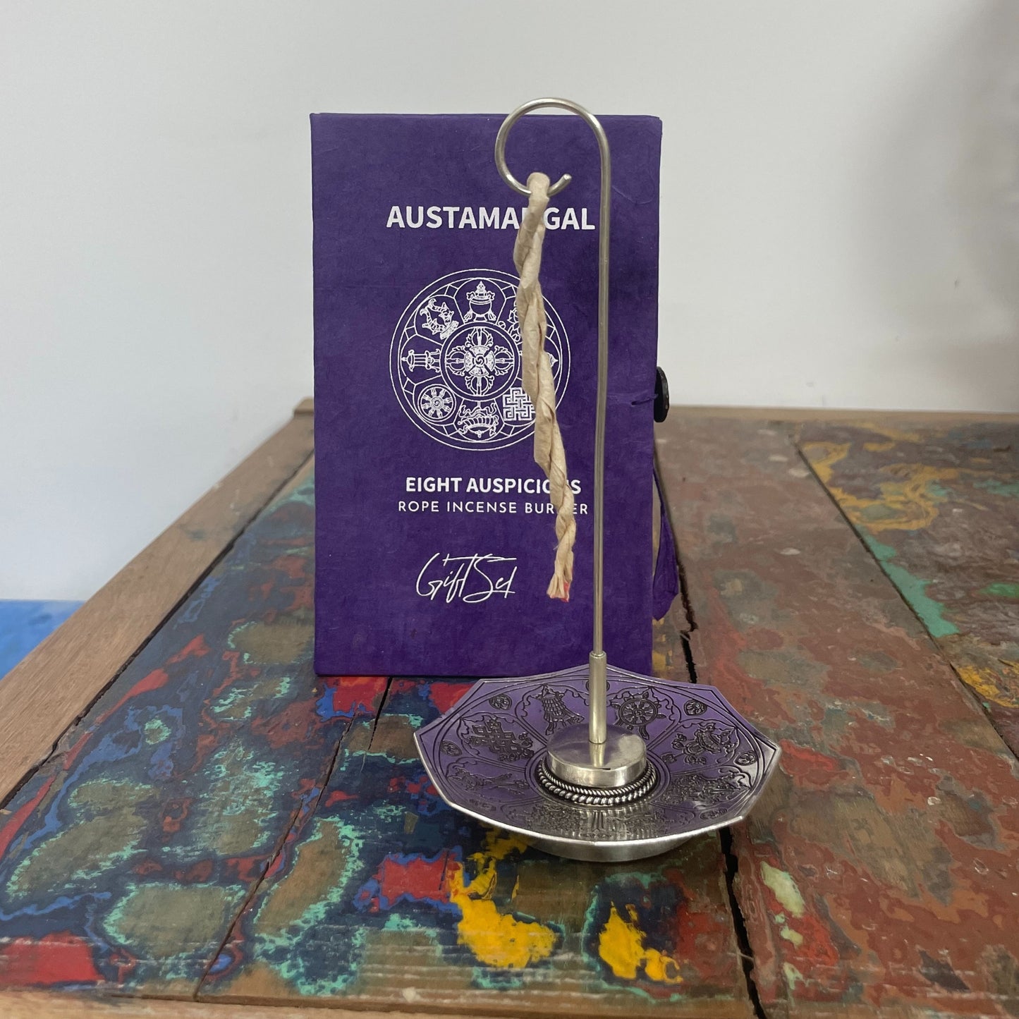 Rope Incense and Silver Plated Holder Set - Astamangal