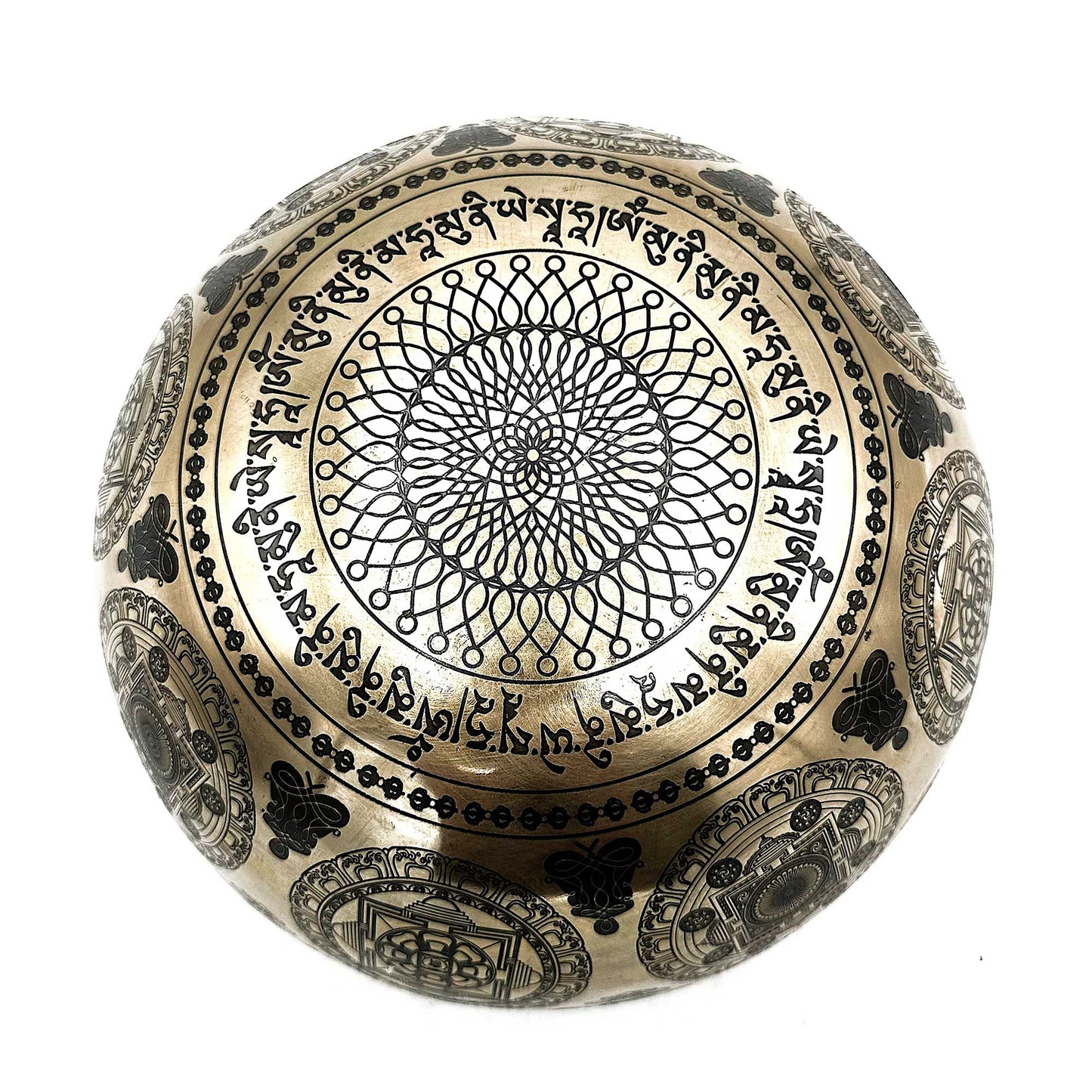 Tibetan Healing Engraved Bowl - 21cm - 7 Chakra & Flower of Life