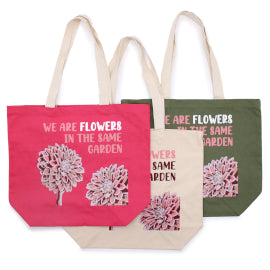 Printed Cotton Bag - We are Flowers - Olive