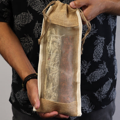 Long Washed Jute Pouch - 35x15cm