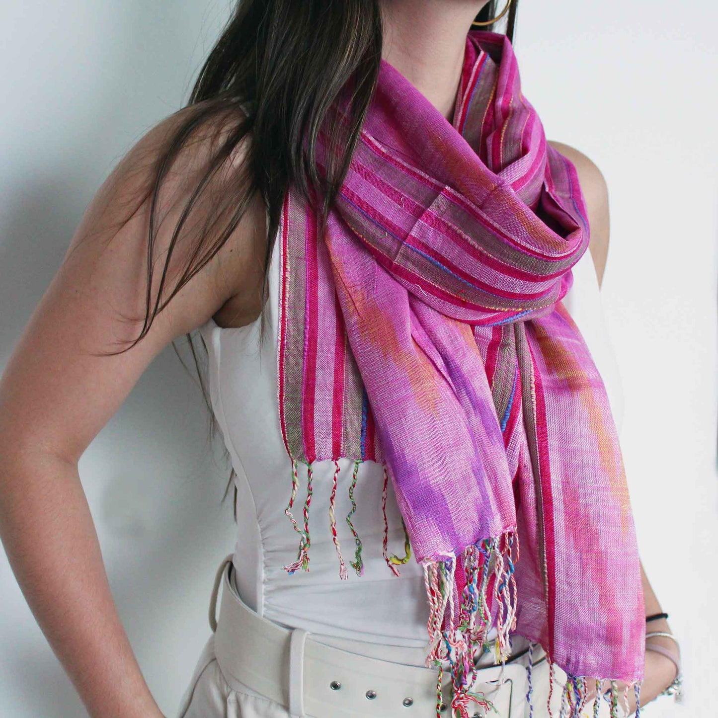 Large Indian Boho Scarves - 75x180cm - Random Colours with Gold Thread