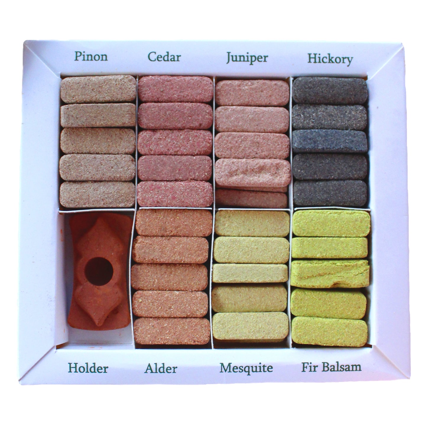 Gift Set of 70 Incense Smudge Bricks and Burner - 7 Earthy Himalaya Incenso