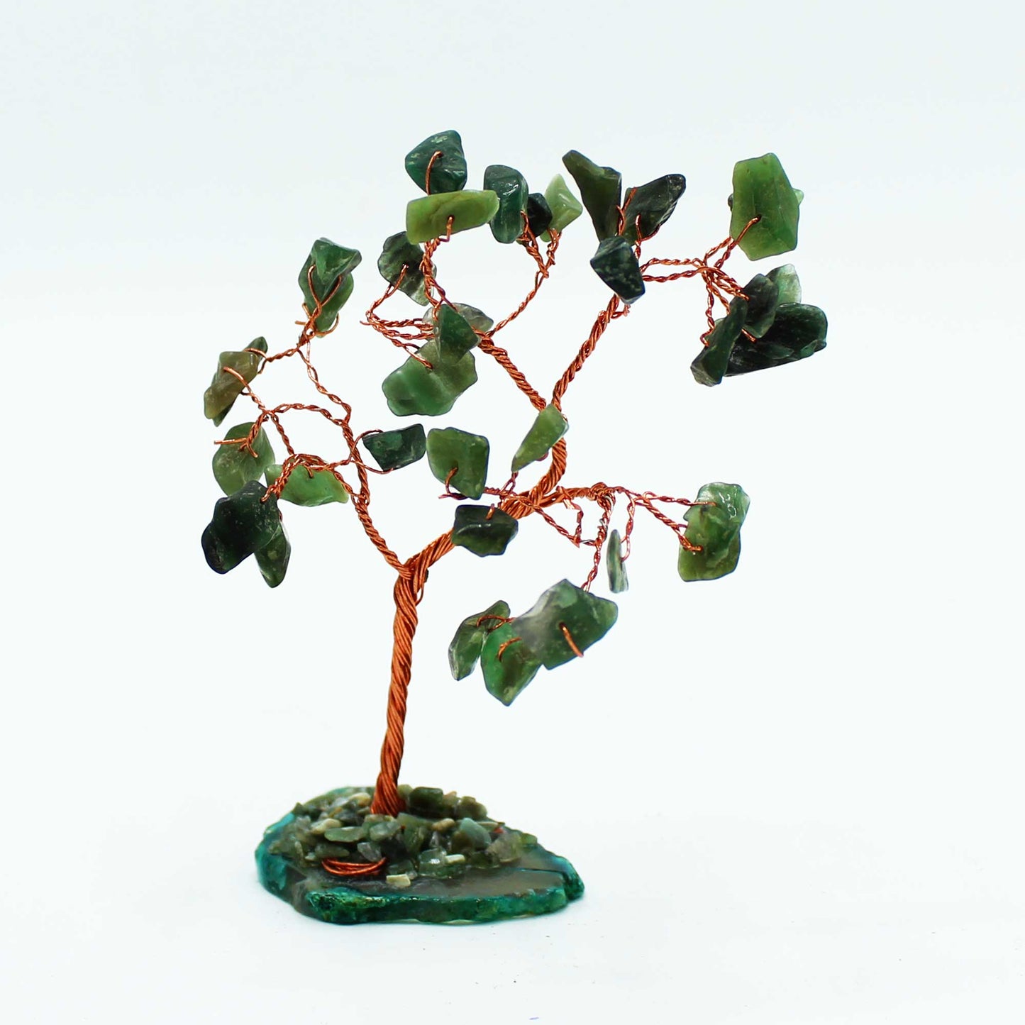 Gemstone Tree - Green Aventurine on Green Agate Base (35 stones)