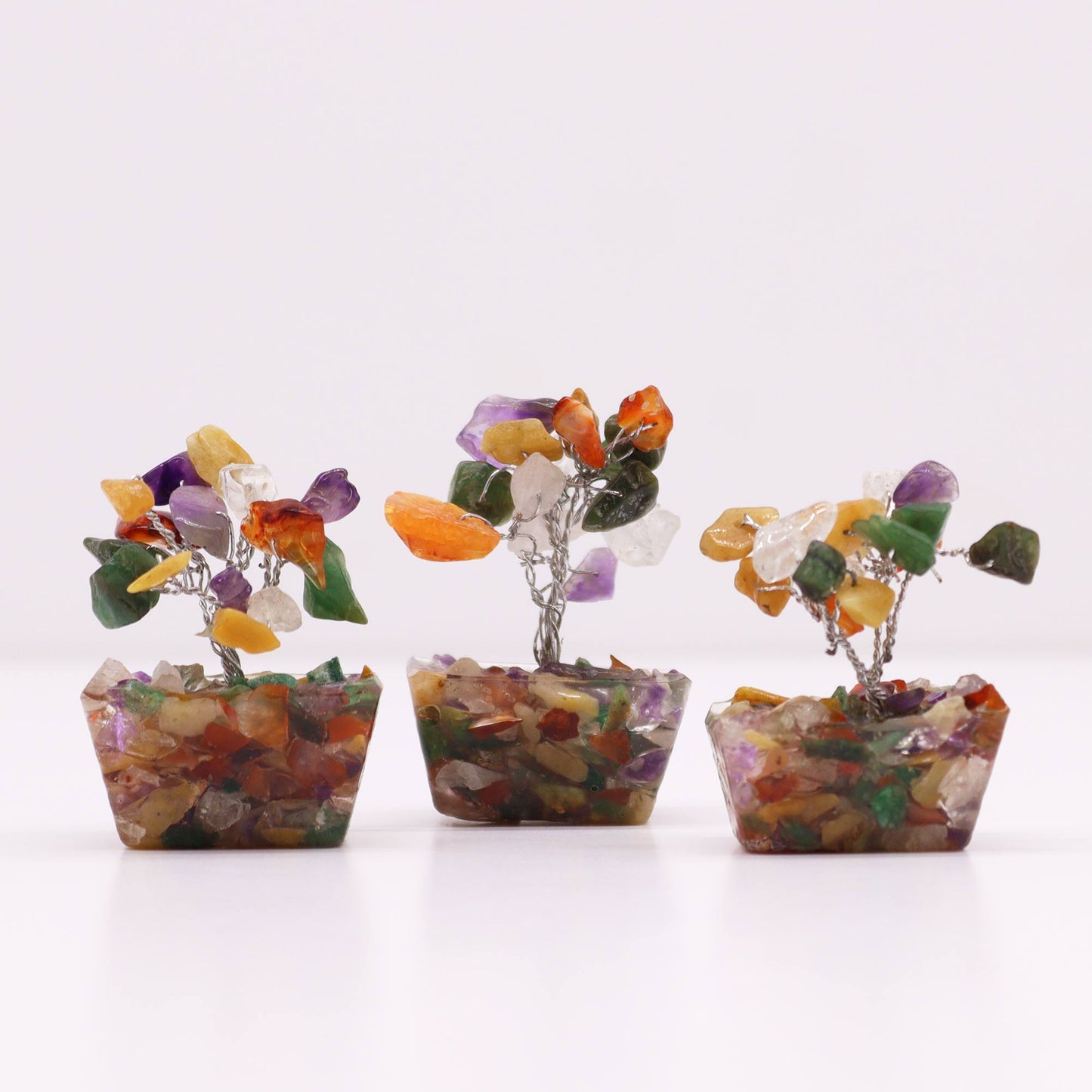 Mini Gemstone Trees on Orgonite Base - Multi Stones (15 stones)