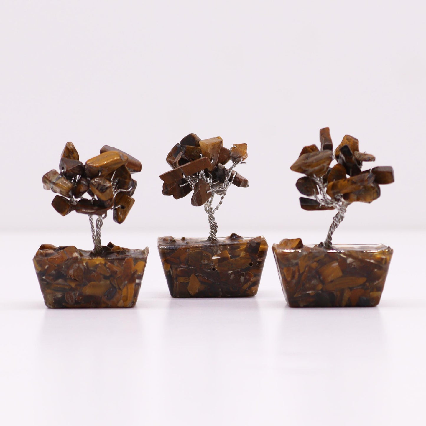 Mini Gemstone Trees On Orgonite Base - Tigereye (15 stones)