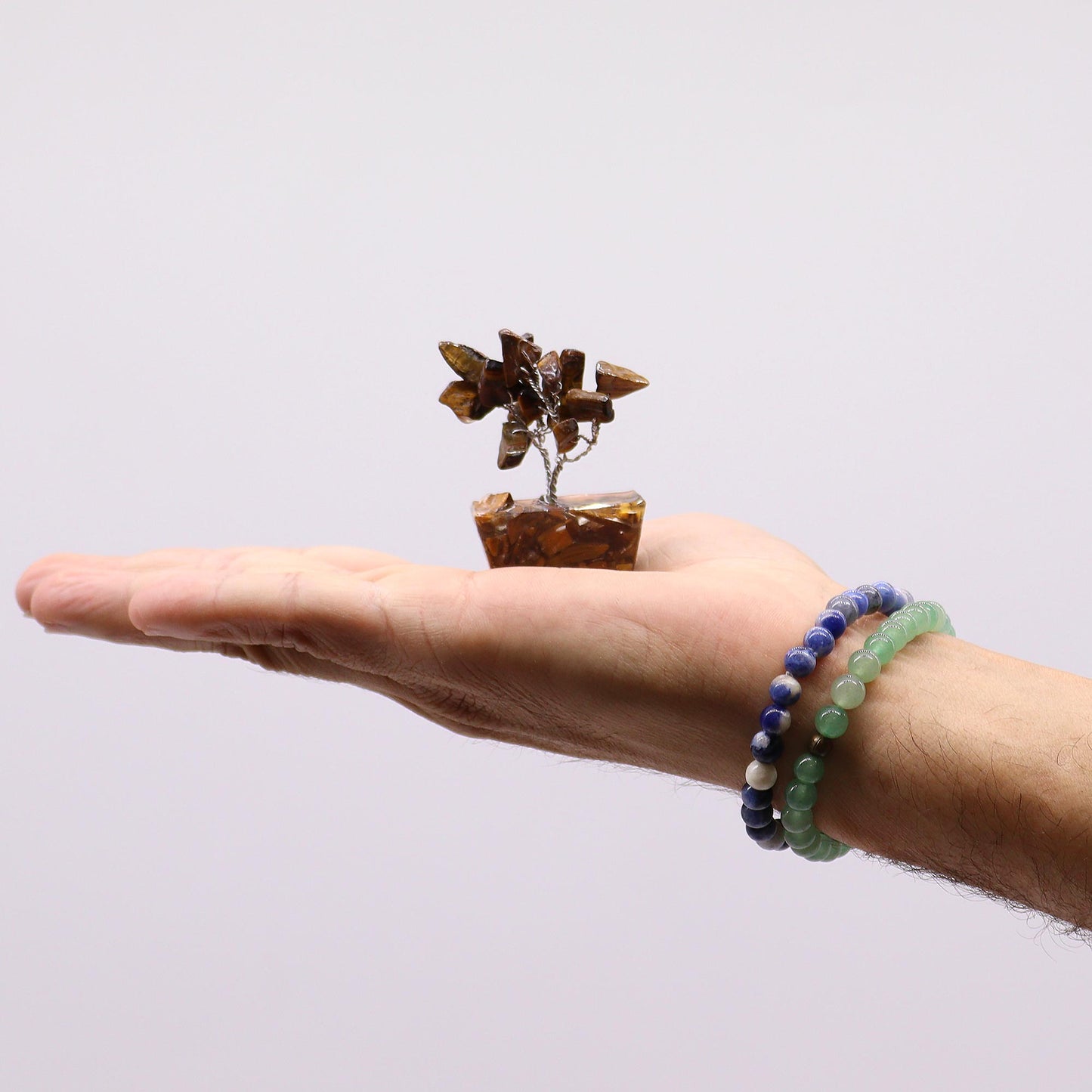 Mini Gemstone Trees On Orgonite Base - Tigereye (15 stones)