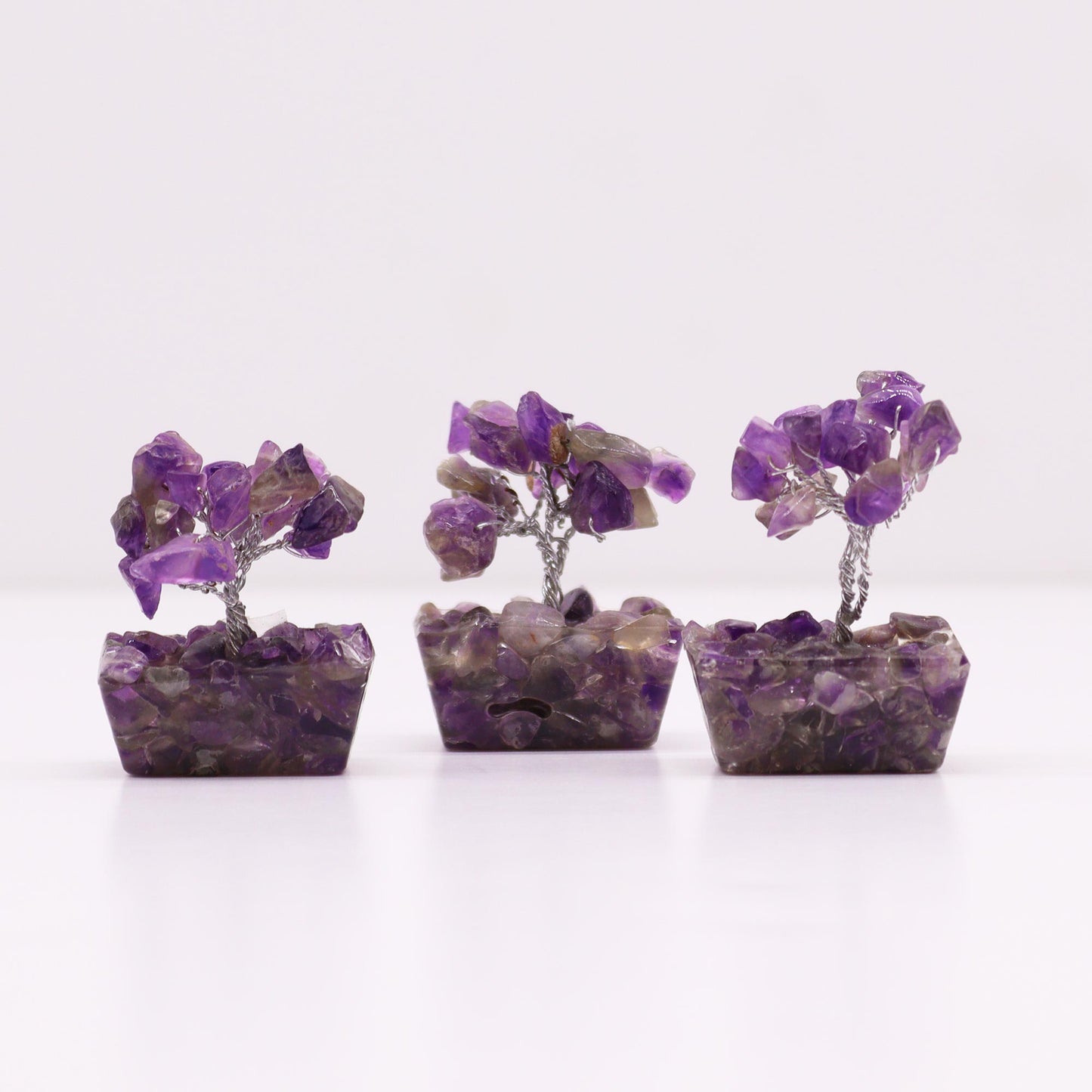 Mini Gemstone Trees On Orgonite Base - Amethyst (15 stones)