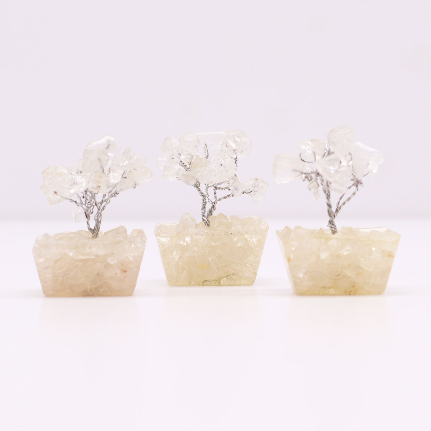 Mini Gemstone Trees On Orgonite Base - Clear Quartz (15 stones)