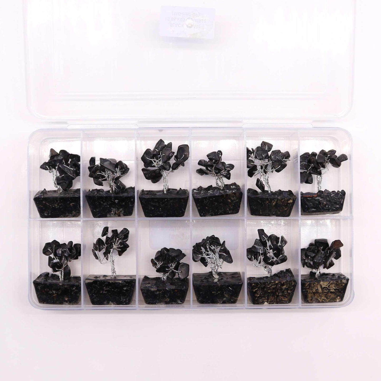 Mini Gemstone Trees On Orgonite Base - Black Agate (15 stones)