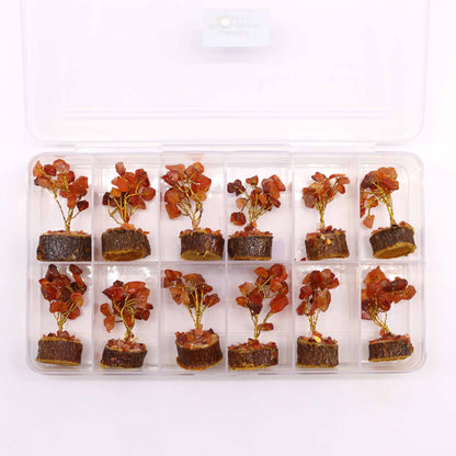 Mini Gemstone Trees On Wood Base - Carnelian (15 stones)