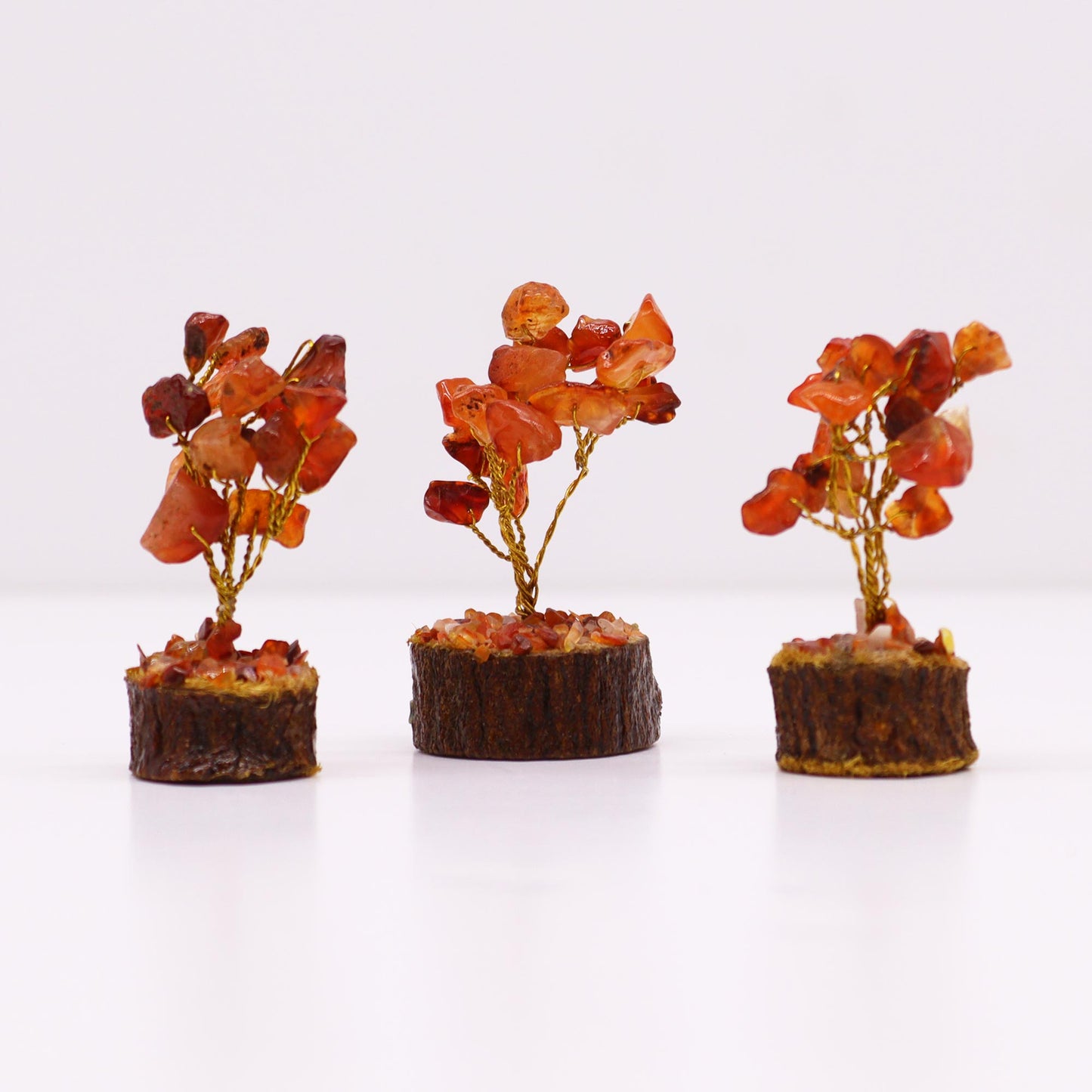 Mini Gemstone Trees On Wood Base - Carnelian (15 stones)