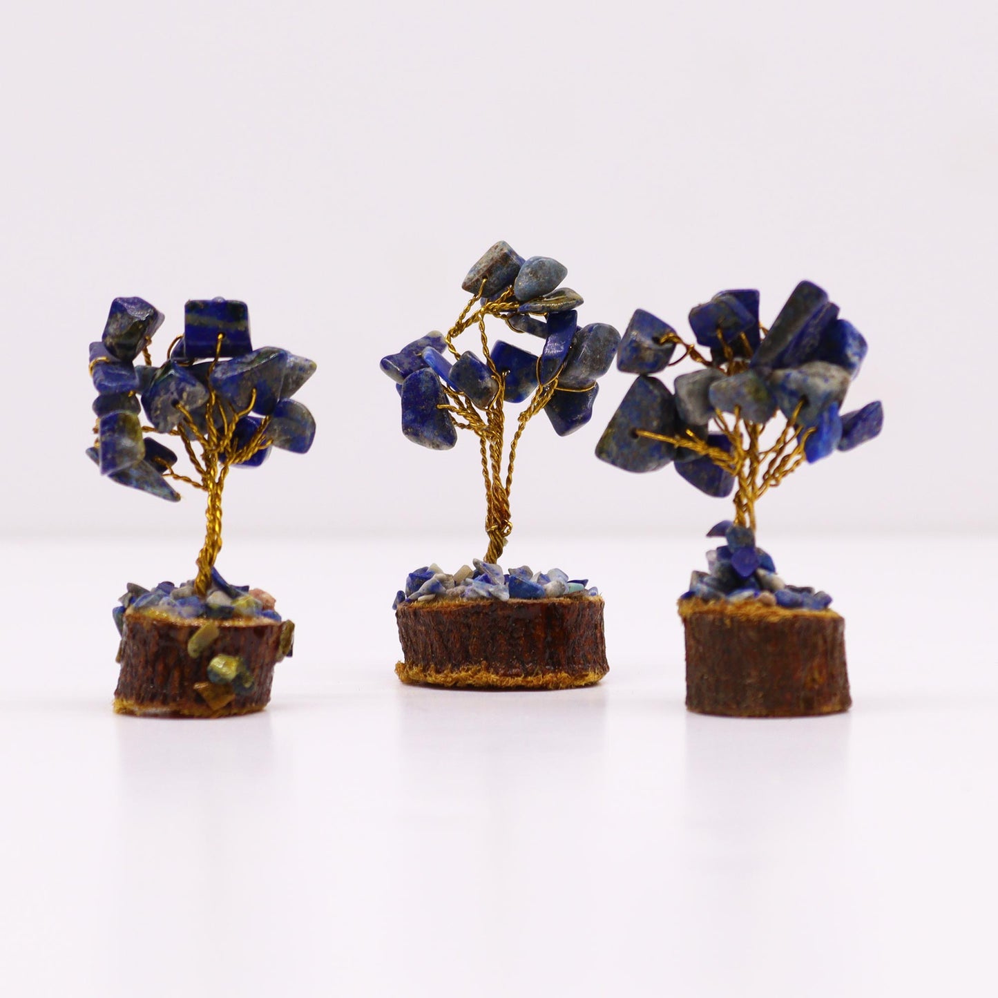 Mini Gemstone Trees On Wood Base - Sodalite (15 stones)