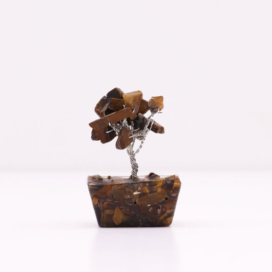 Mini Gemstone Trees On Orgonite Base - Tigereye (15 stones)