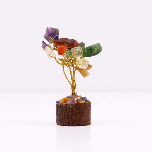 Mini Gemstone Trees On Wood Base - Multi Stones (15 stones)