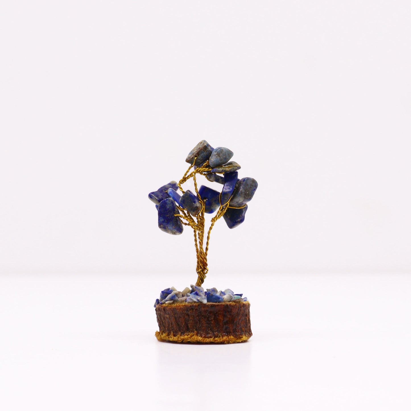 Mini Gemstone Trees On Wood Base - Sodalite (15 stones)