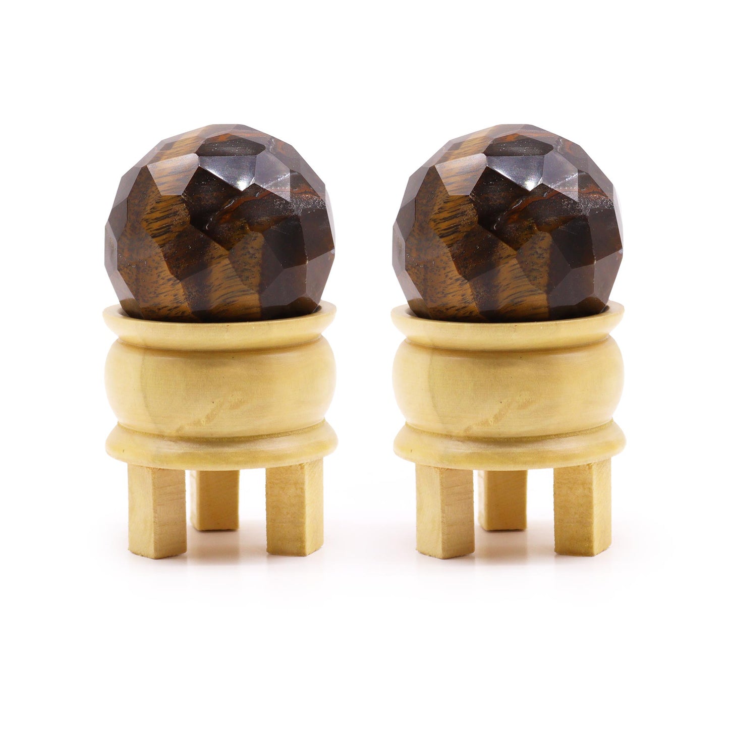 Gemstone Faceted Healing Ball & Stand - Tigers eye