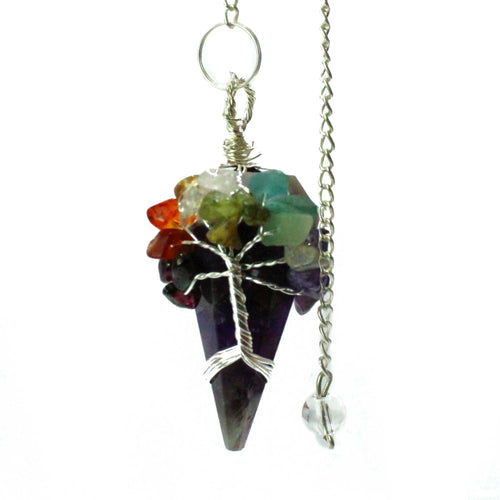 Crystal Pendulum - Seven Chakra Tree - Amethyst