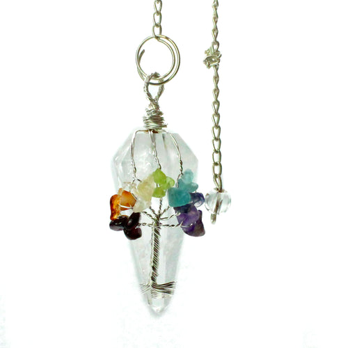 Crystal Pendulum - Seven Chakra Tree - Rock Quartz