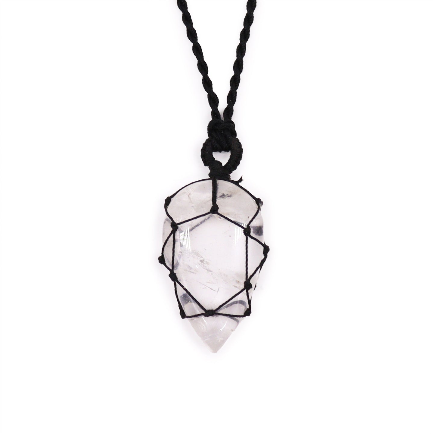 Laced Gemstone Teardrop Pendant - Clear Quartz