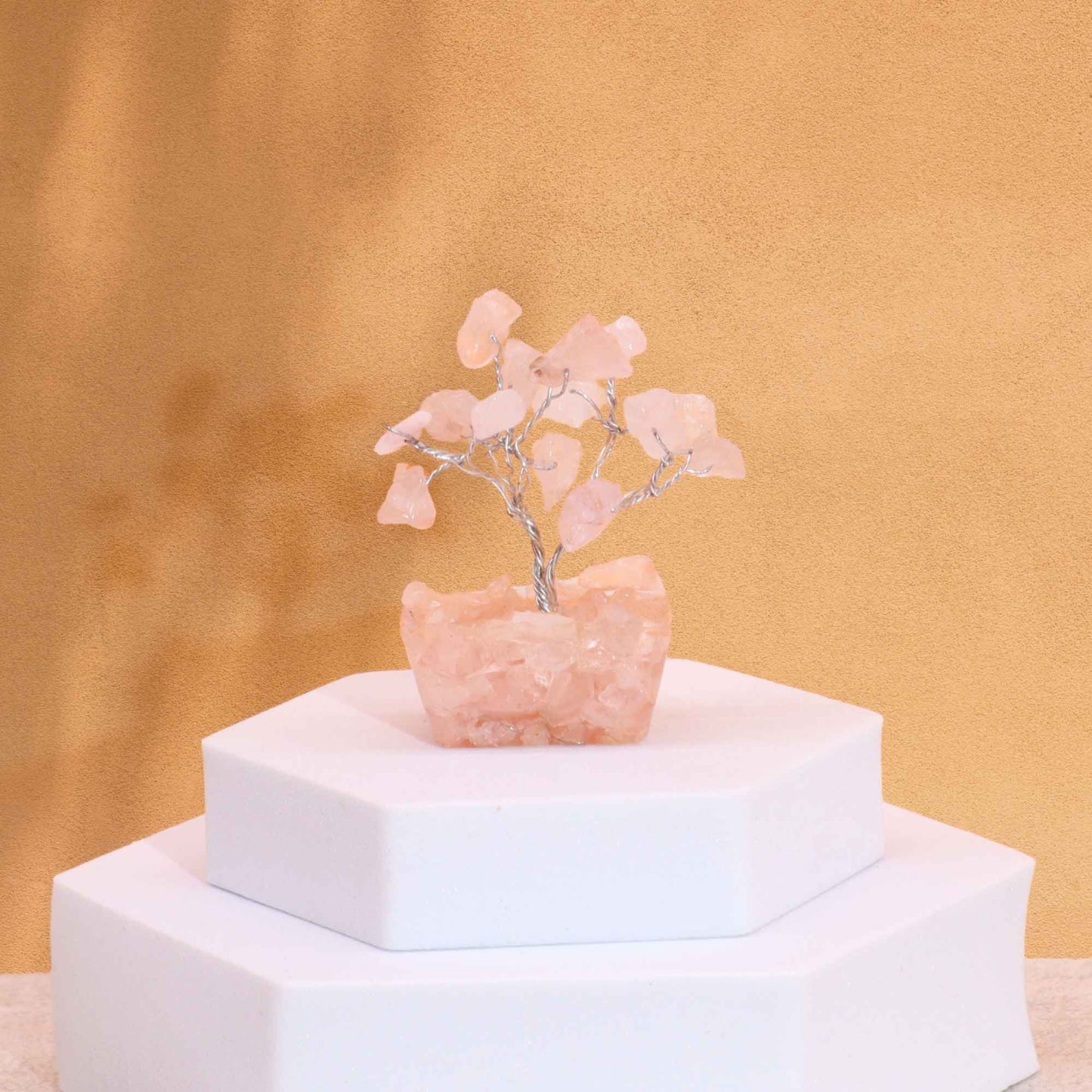 Mini Gemstone Trees On Orgonite Base - Rose Quartz (15 stones)