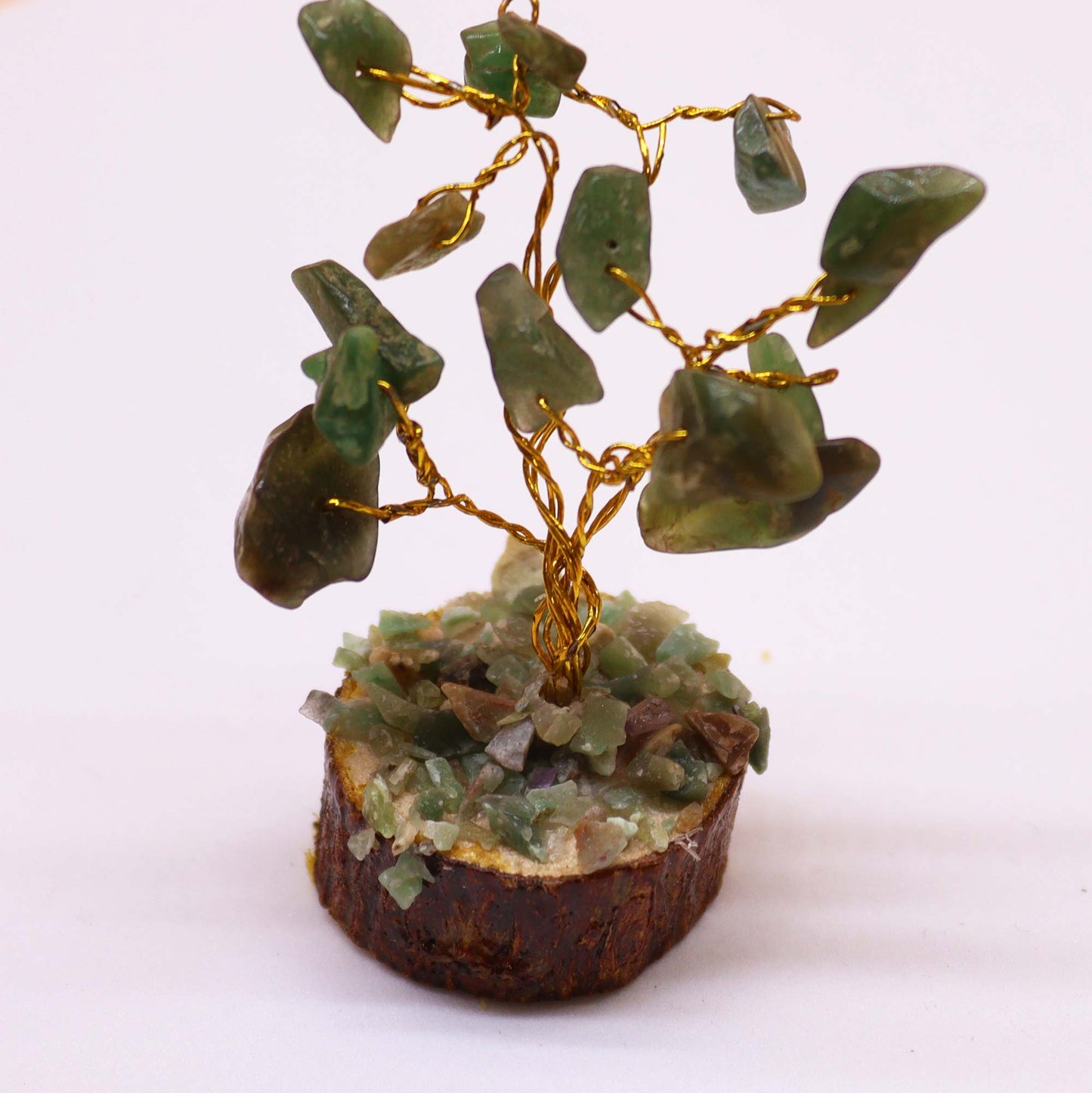 Mini Gemstone Trees On Wood Base - Green Aventurine (15 stones)