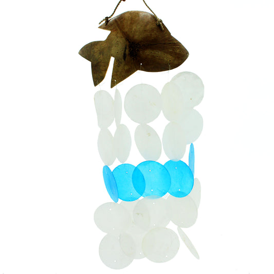 Coconut & Capiz Windchimes - Blue Dolphins - 30cm