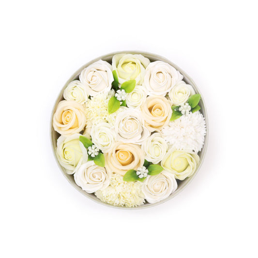 Round Soap Arrangement Box - Wedding Blessings - White & Ivory