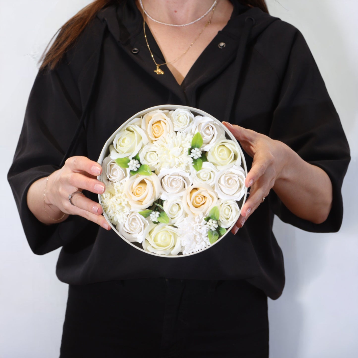 Round Soap Arrangement Box - Wedding Blessings - White & Ivory